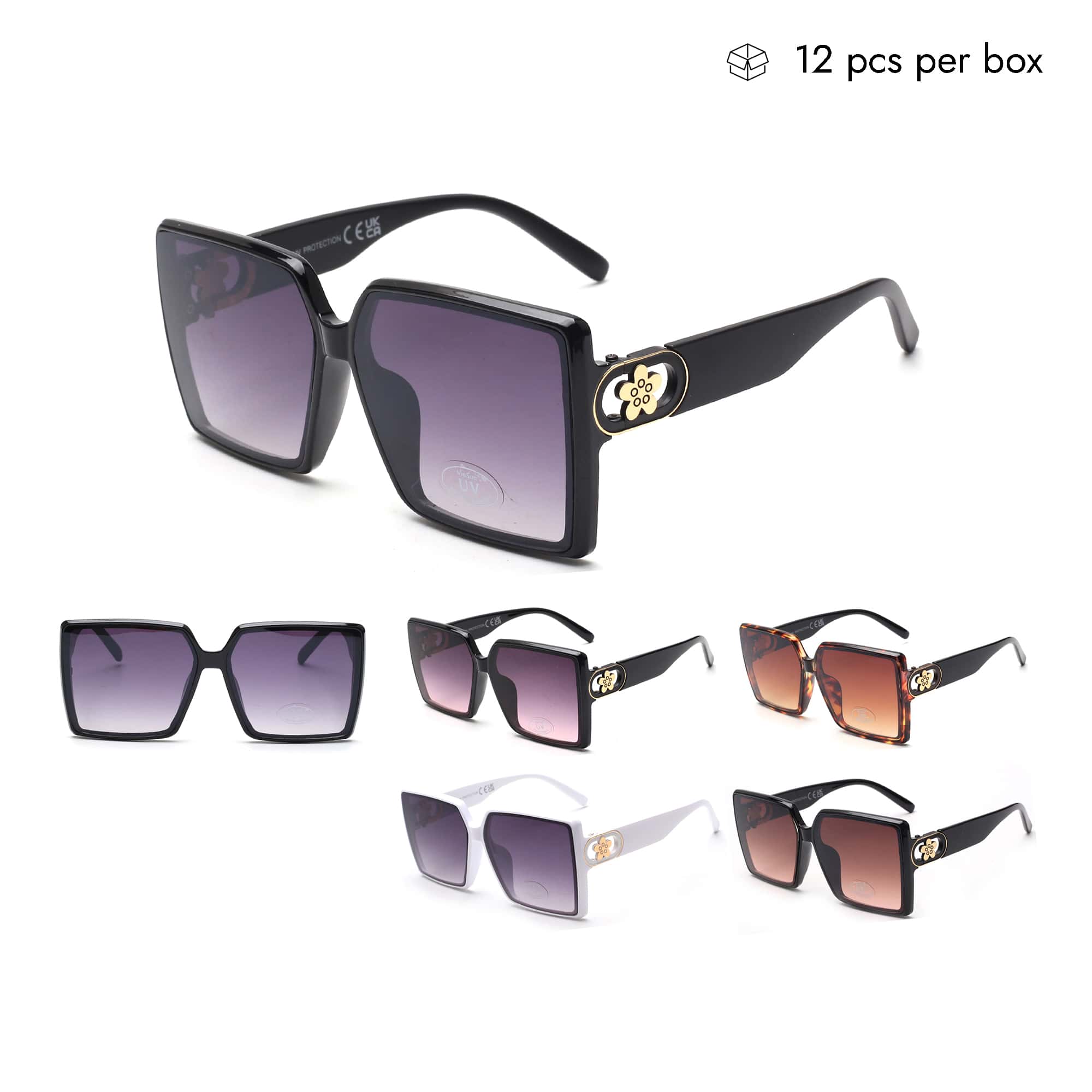 V130139-Z Oversized Sunglasses in Bulk Cheap for Women 1 Dozen (12pcs) - Mixed V130139-Z Oversized Sunglasses in Bulk Cheap for Women 1 Dozen (12pcs) - Mixed