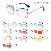 V150001 Gafas de sol sin montura de metal al por mayor para mujeres y hombres, 2 docenas (24 piezas)