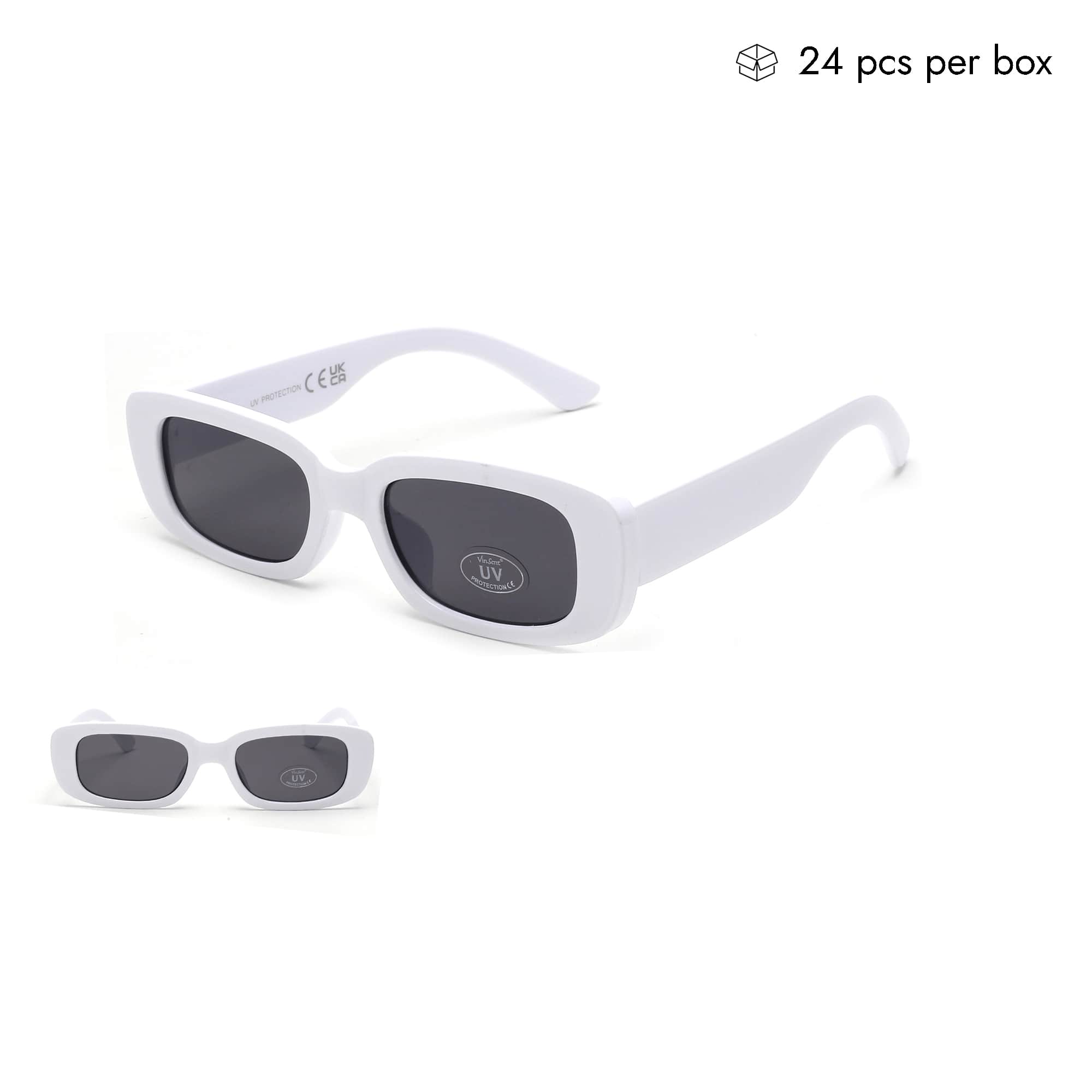 white rectangle sunglasses V090070-WT