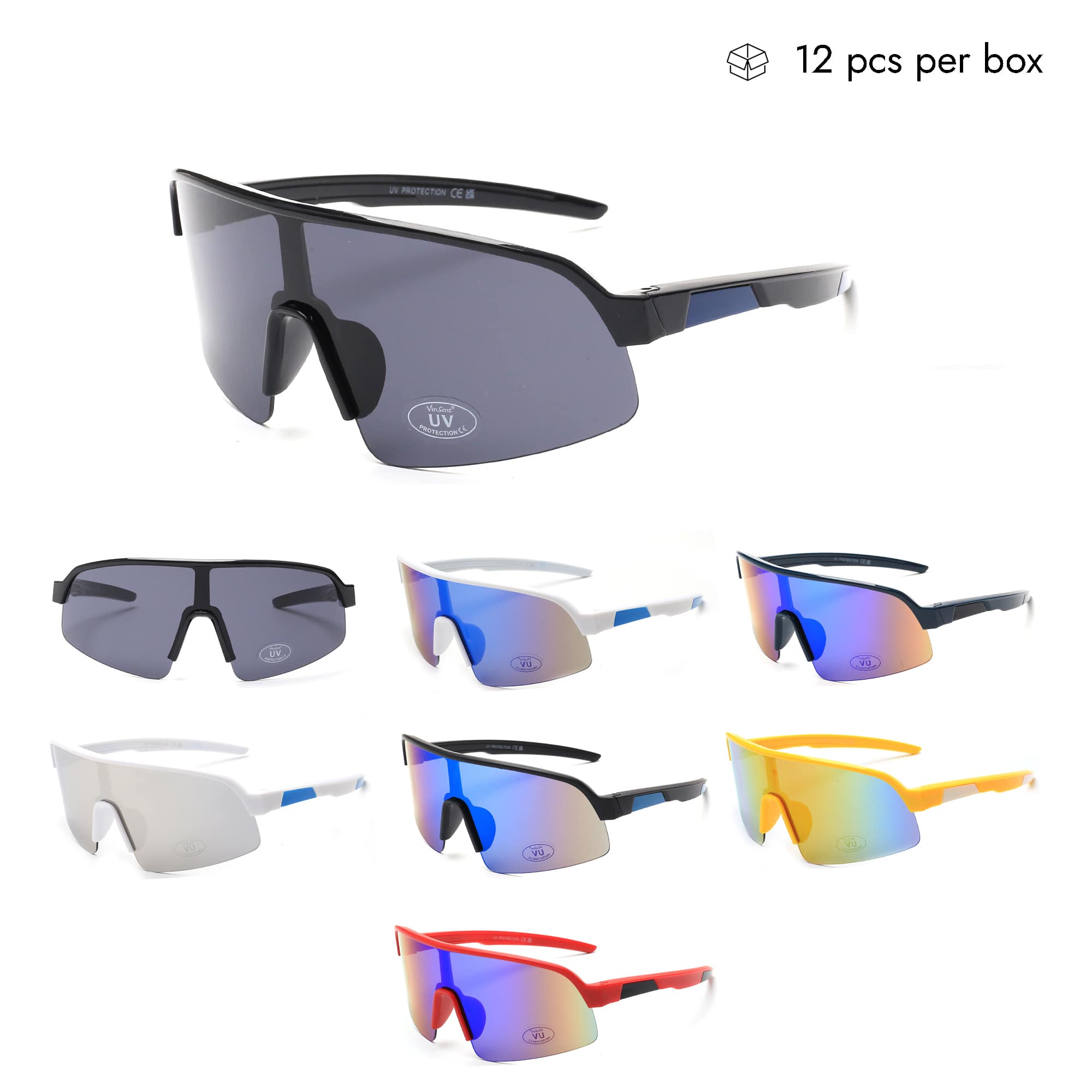 V130136-QX Wholesale Wrap Around Sunglasses Polarized 1 Dozen (12pcs)