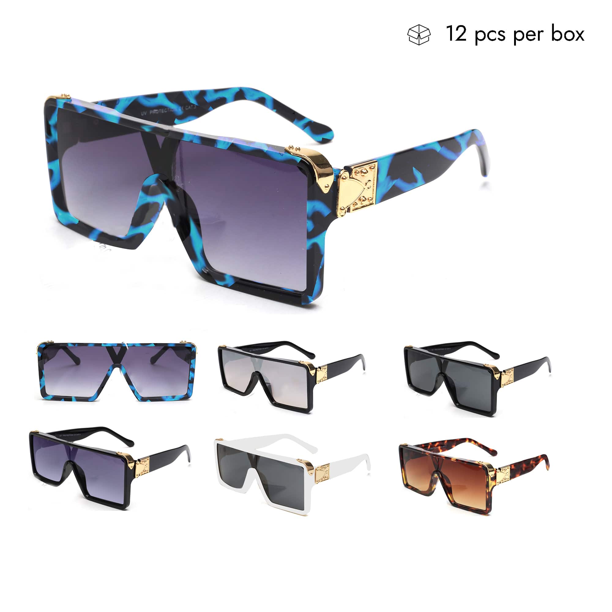 V150011-Z Oversized Plastic Outdoor Sunglasses UV400 in Bulk 1 Dozen (12pcs)