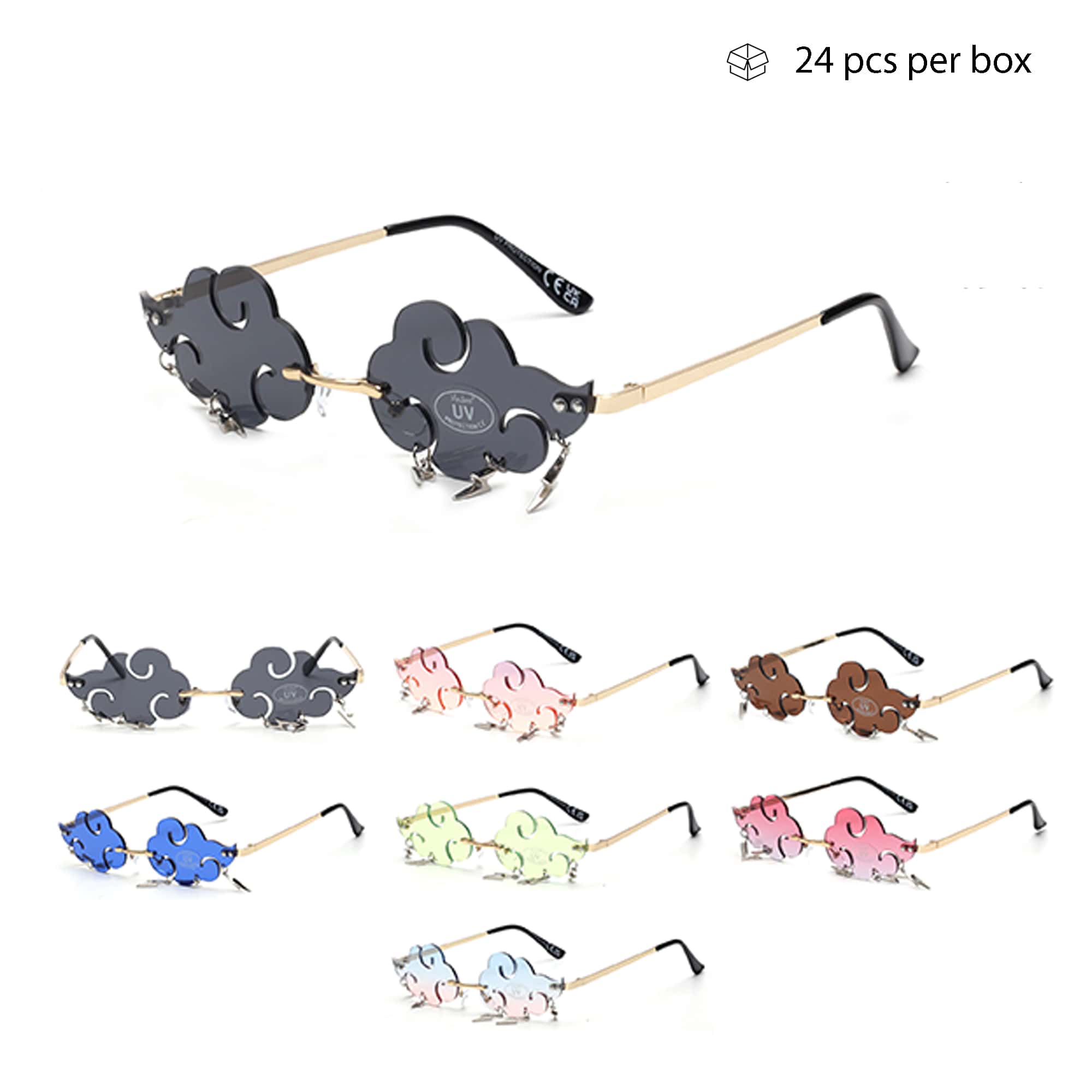 V150033 Unisex Rimless Metal Party Style Sunglasses in Bulk 2 Dozen (24pcs)