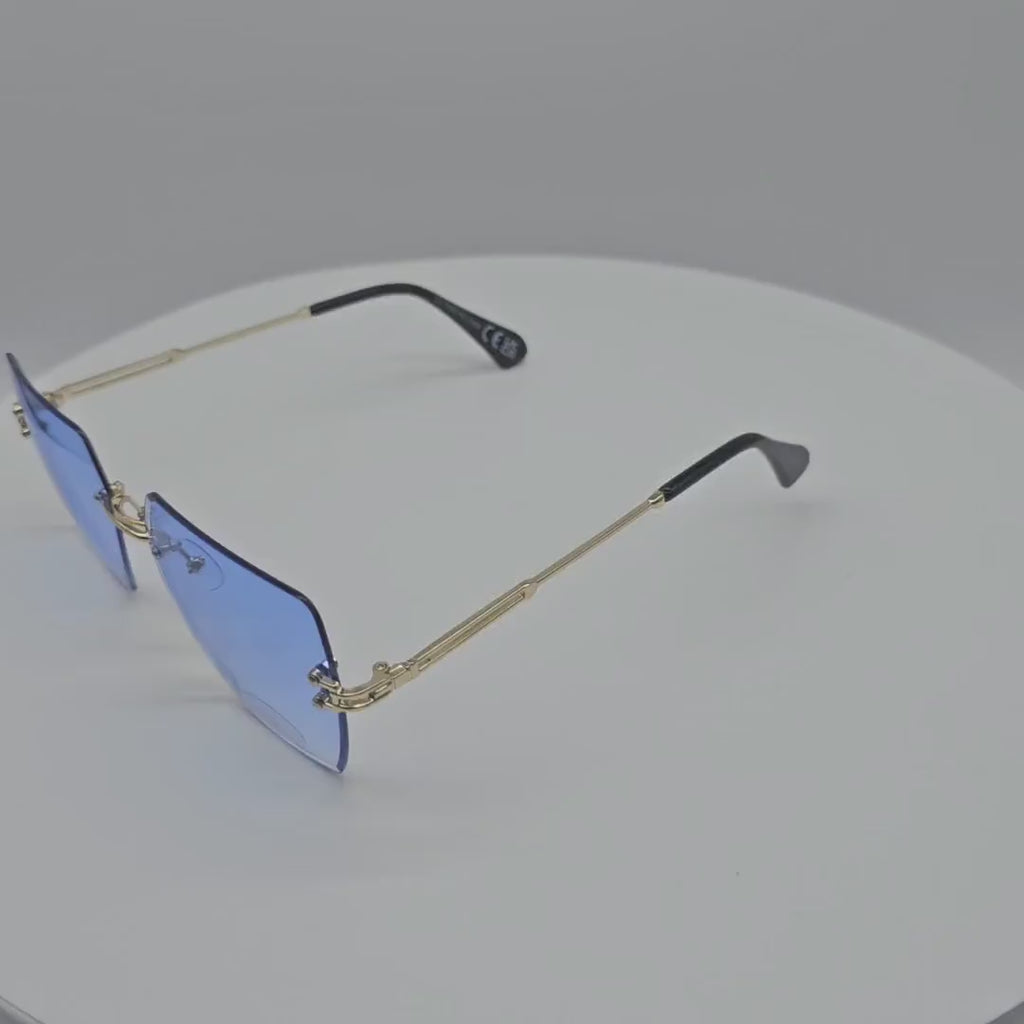 V150003-B Women & Men Irregualr Rimless Sunglasses in Bulk 2 Dozen (24pcs)