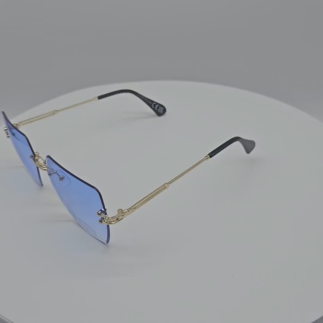 V150003-B Women & Men Irregualr Rimless Sunglasses in Bulk 2 Dozen (24pcs)