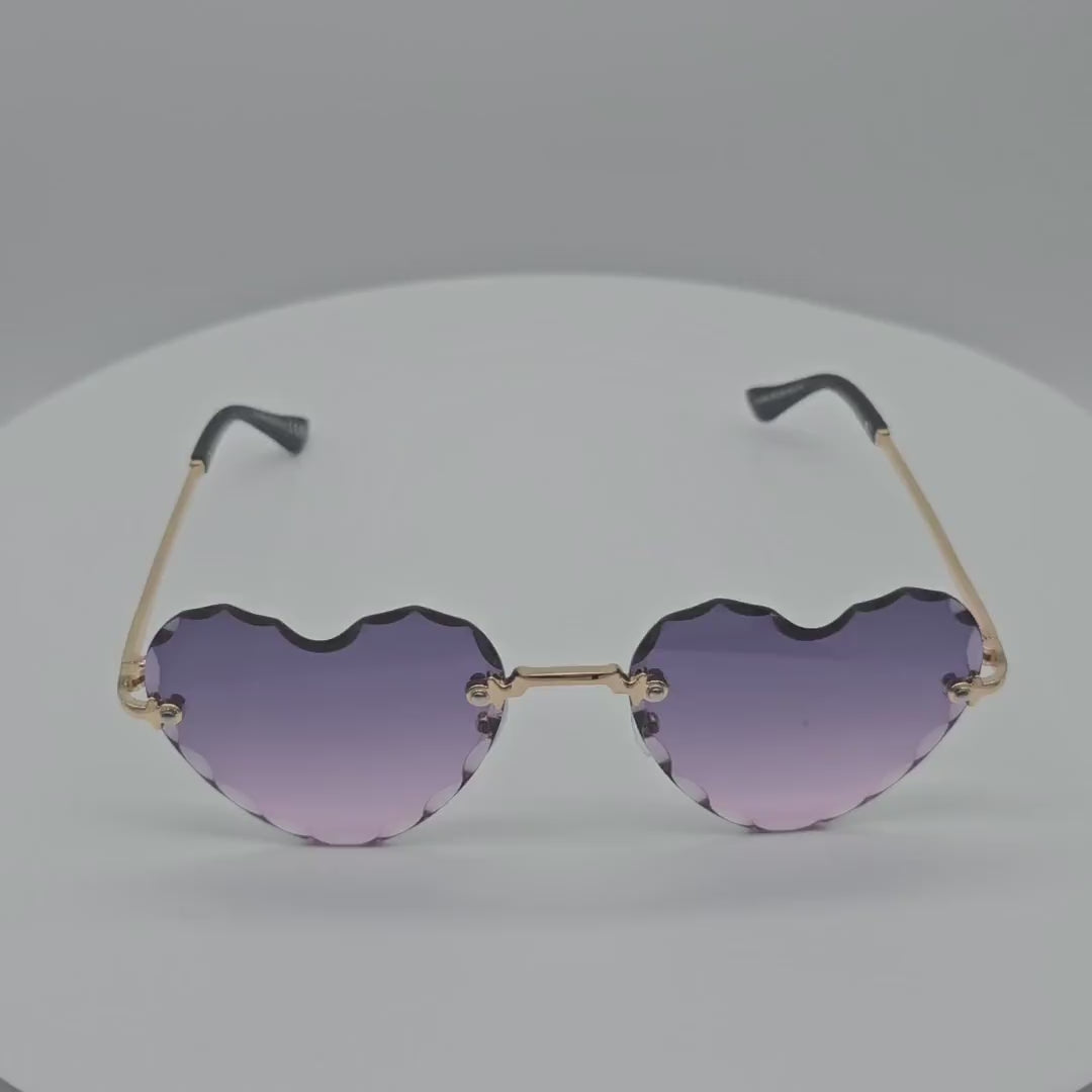 V150004 Wholesale Heart Rimless Sunglasses Women & Men 2 Dozen (24pcs)