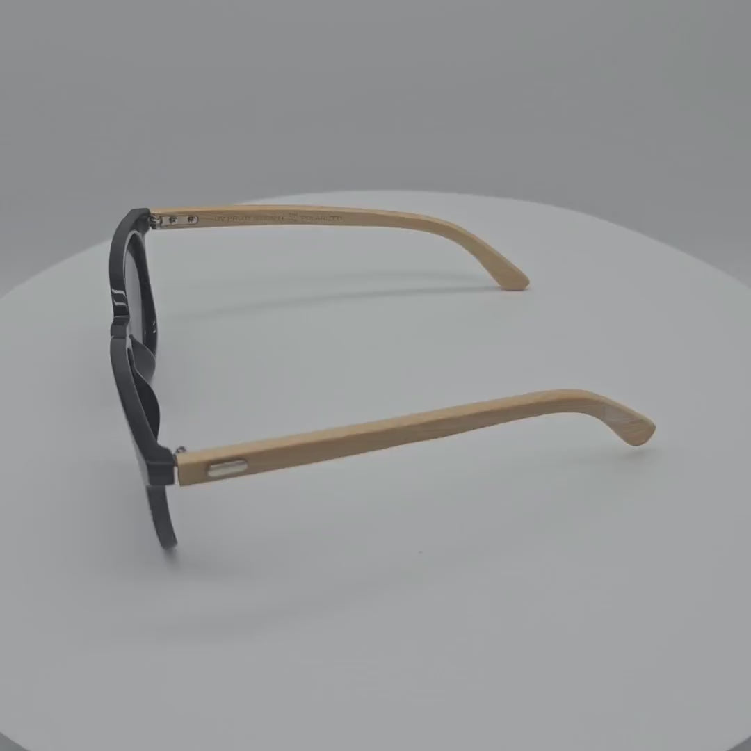 VZB043 Women & Men Square Polarized Bamboo Sunglasses Wholesale 1 Dozen (12pcs)