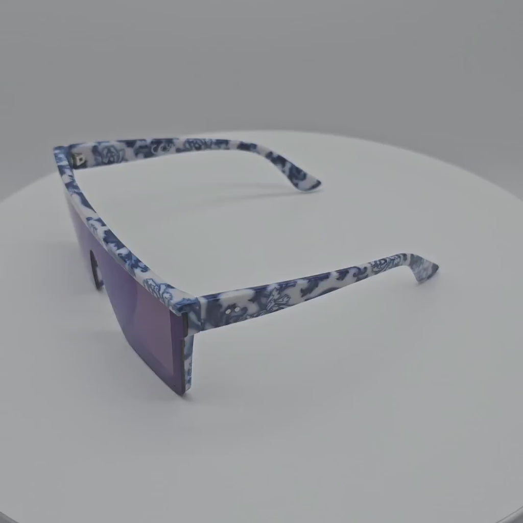 VSA001BH-R One Piece Plastic Oversized Sunglasses Women in Bulk 2 Dozen (24pcs)