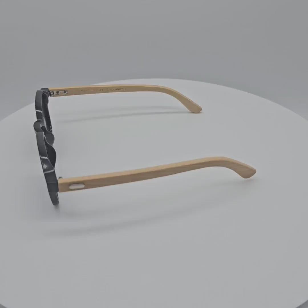 VZB044 Round Polarized Bamboo Sunglasses Bulk for Women & Men 1 Dozen (12pcs)