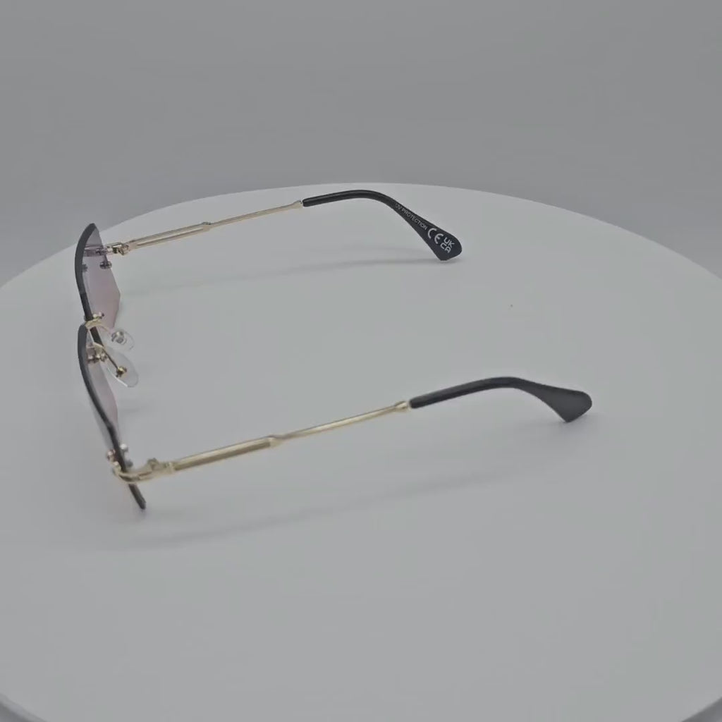 V150001-B Women & Men Rimless Sunglasses Wholesale 2 Dozen (24pcs)